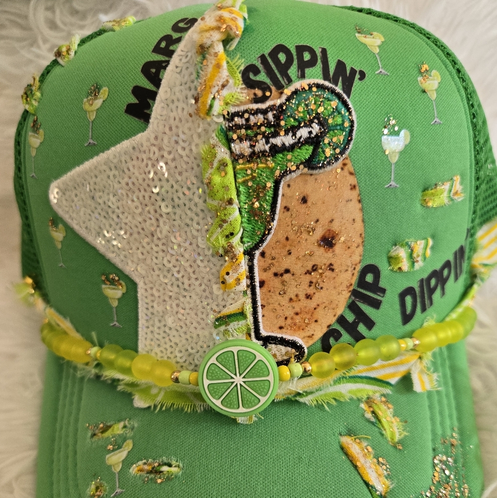 Green Beaded Party Hat
